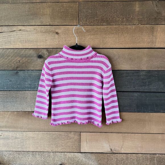 The Children's Place Other - Vintage Pink Lavender Glitter Stripe Ribbed Turtleneck 18M Y2K Baby